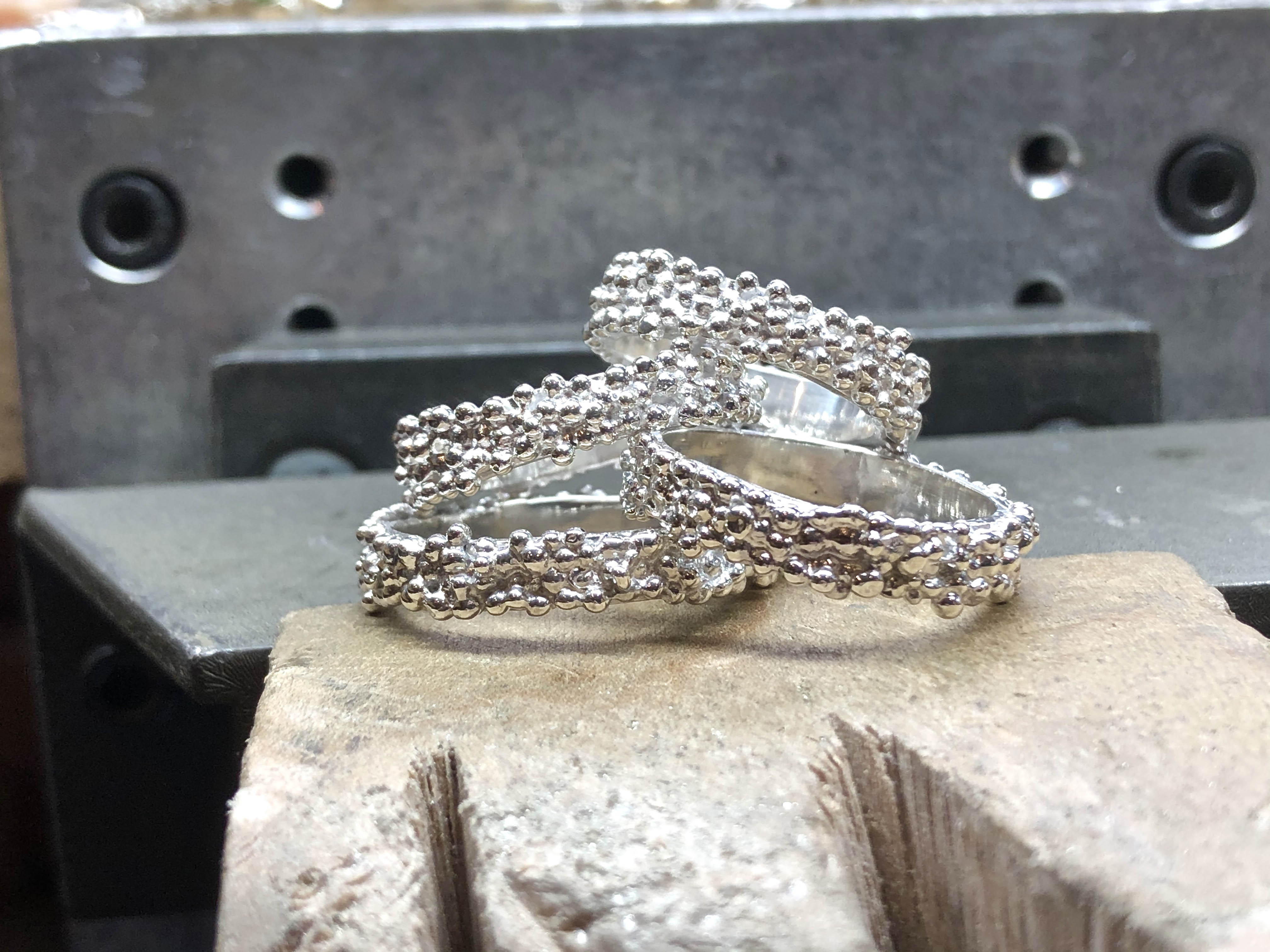 Granulated sterling silver ring